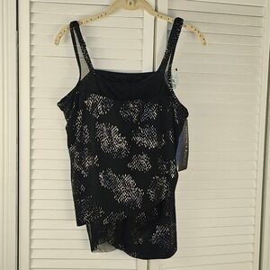 NWT Miraclesuit Womens Black Multi‎ Mirage Tankini Swim Top 14